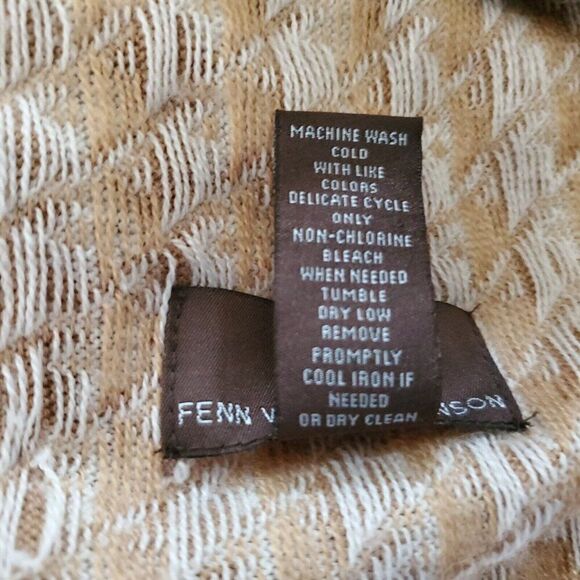 Fenn Wright Manson Open Cardigan Sweater S Houndstooth Wool Blend Tan Camel - Picture 5 of 5